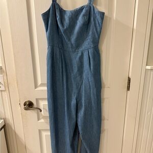 Old Navy Blue Denim Jumpsuit Sleeveless Fitted